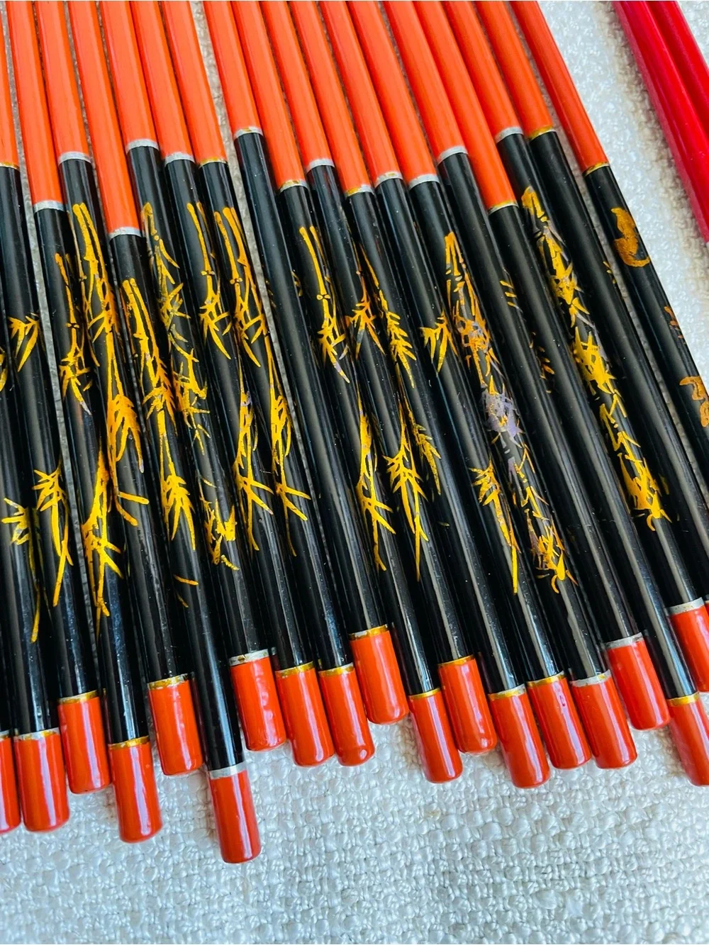 27 Vintage Red and Black Ornate Chopsticks